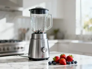 Świeżo poszatkowana zielona kapusta na nowoczesnym blacie kuchennym, gotowa do przygotowania w urządzeniu Thermomix.