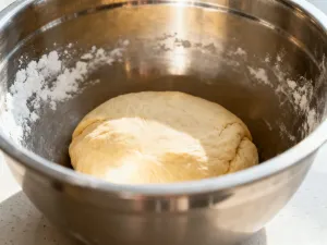 Świeży bób na drewnianym blacie w kuchni, przygotowany do gotowania w urządzeniu Thermomix.