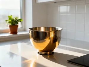 Kolorowe warzywa z patelni w misie Thermomixa, parujące i gotowe do podania na drewnianym blacie.