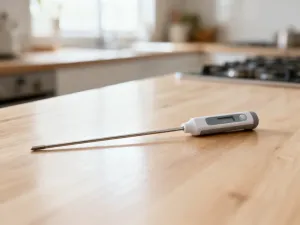 Nowoczesny grill z pokrywą, na którym smażą się soczyste steki, otoczony klimatycznym ogrodem w świetle zachodzącego słońca.