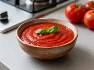 Elegancka deska z kolorowymi przekąskami przygotowanymi w urządzeniu Thermomix na imprezowy stół.