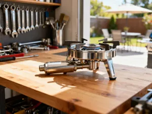 Dłoń ustawiająca pokrętło prędkości na nowoczesnym urządzeniu kuchennym typu Thermomix.
