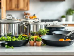 Koszyk do urządzenia Thermomix ustawiony na jasnym blacie kuchennym w nowoczesnym wnętrzu.