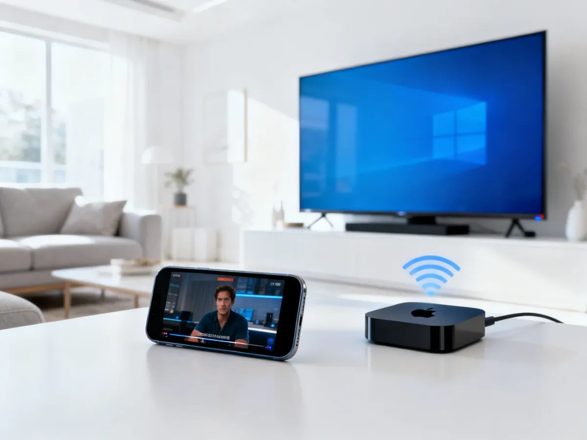 iPhone przesyłający obraz na telewizor przez AirPlay